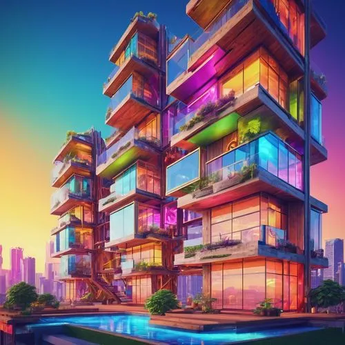 colorful city,multistorey,residential tower,sky apartment,condos,antilla,apartment block,apartment building,hypermodern,condominium,condominia,colorful facade,escala,multifamily,apartments,inmobiliaria,modern architecture,megapolis,condominiums,high rise building,Conceptual Art,Oil color,Oil Color 23