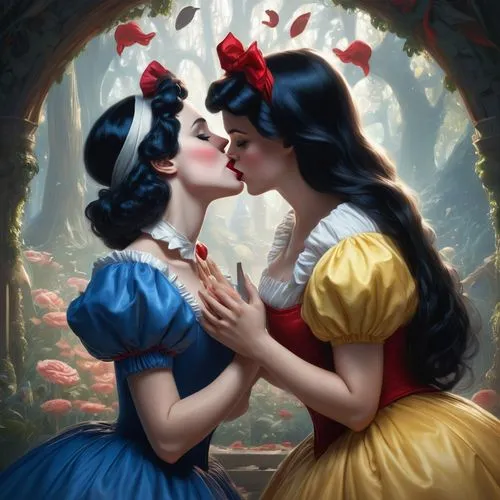 girl kiss,kissing,a fairy tale,princesses,fairy tale,amorous,fairytales,first kiss,kisses,fairy tales,forbidden love,queen of hearts,fairytale,kiss flowers,romantic portrait,mother kiss,making out,kiss,smooch,valentine day's pin up,Conceptual Art,Fantasy,Fantasy 01