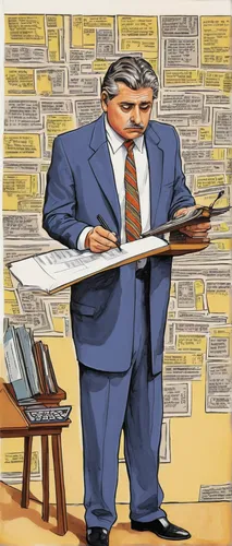 caricature,annual financial statements,expenses management,balance sheet,commercial paper,bookkeeper,financial advisor,accountant,barrister,notary,stock exchange broker,stock broker,bookkeeping,administrator,capital markets,newspaper reading,calculating paper,sales man,information management,white-collar worker,Illustration,Black and White,Black and White 06