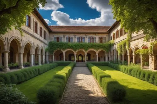 alcazar of seville,abbaye de belloc,villa cortine palace,cloister,cortile,cloistered,certosa di pavia,venaria,filoli,courtyard,monastery garden,montelena,convento,ducale,parador,courtyards,monastery of santa maria delle grazie,villa balbiano,abbaye,fondazione,Art,Artistic Painting,Artistic Painting 37