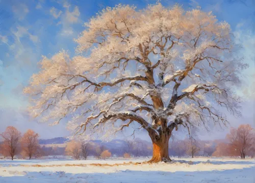 winter tree,winter landscape,snow tree,snowy tree,winter background,snow landscape,bare tree,seasonal tree,hoarfrost,watercolor tree,snowy landscape,snow trees,treemsnow,snow scene,isolated tree,lilac tree,brown tree,painted tree,winter cherry,birch tree background,Conceptual Art,Oil color,Oil Color 10