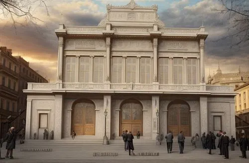 palais de chaillot,mortuary temple,greek temple,arc de triomphe,temple of christ the savior,roman temple,temple of diana,mausoleum,3d rendering,baptistery,befreiungshalle,the lviv opera house,ancient 