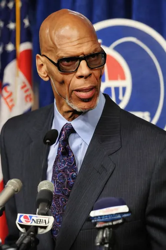 . Kareem Abdul-Jabbar speaks during a press conference at Los Angeles city hall regarding NBA Commissioner Adam Silver\'s banning of Donald Sterling for life from any association with the Clippers or 