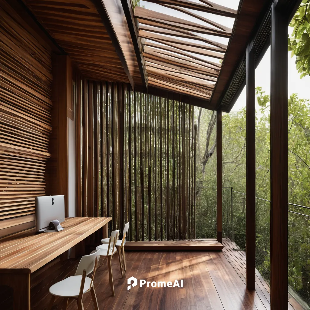 Wooden slats provide privacy and ventilation for the upper level of the contemporary home,bamboo curtain,timber house,garden design sydney,landscape design sydney,landscape designers sydney,tree house