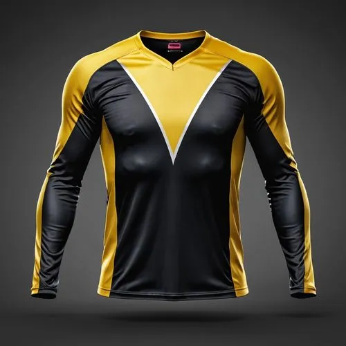 Design a Mockup jersey (long sleeve). The jersey has Wolverine graphics on the front, front position, object floating on a black background,sports jersey,sports uniform,bicycle jersey,maillot,long-sle