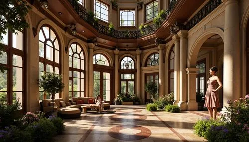 conservatory,orangery,orangerie,atriums,dandelion hall,winter garden,cochere,palladianism,inside courtyard,atrium,courtyard,ornate room,wintergarden,sunroom,arcadia,kykuit,philbrook,grandeur,patio,hallway