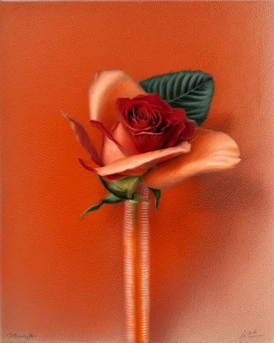 the orange flower has green leaves on it,rosse,orange rose,rose flower illustration,paper rose,spray roses,boutonniere