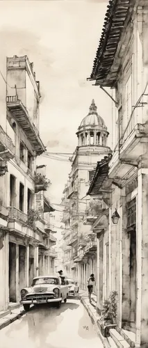 stone town,old havana,hanoi,hoian,street scene,ha noi,hue city,maya city,townscape,durbar square,kathmandu,tusche indian ink,asian architecture,chinese architecture,the street,jaipur,oriental painting,ranakpur,darjeeling,saigon,Illustration,Paper based,Paper Based 30