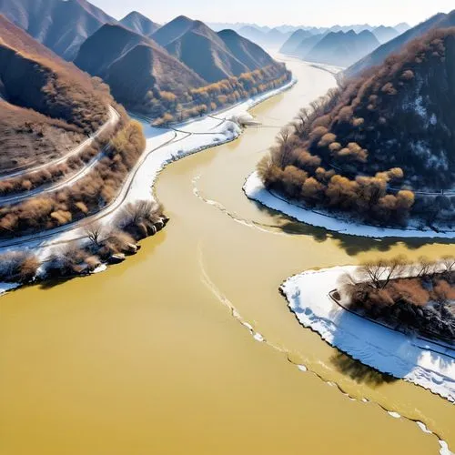 岁岁金河复玉关，朝朝马策与刀环。
三春白雪归青冢，万里黄河绕黑山。
年复一年戍守金河保卫玉关，日日夜夜都同马鞭和战刀作伴。
三月白雪纷纷扬扬遮盖着昭君墓，滔滔黄河绕过黑山，又奔腾向前。,72 turns on nujiang river,rio grande river,river landscape,fraser river,danube gorge,mountain river,indus,h