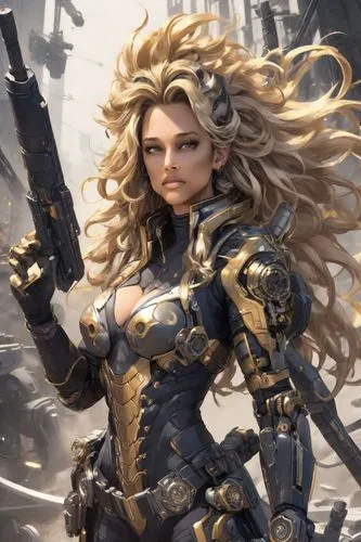 female warrior,edea,girl with gun,harlock,barbarella,valkyrie,gunslinger,girl with a gun,steampunk,heroic fantasy,claymore,blunderbuss,zhomova,brigitte,gotrek,kolin,witchblade,karavas,ashe,xiahou,Digital Art,Anime