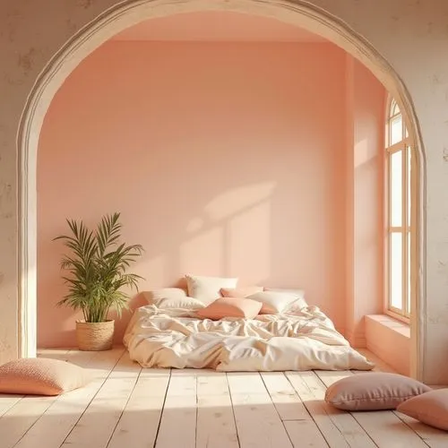 soft pink,peach color,bedroom,daybed,soft furniture,light pink,gold-pink earthy colors,natural pink,bedrooms,salmon pink,baby pink,daybeds,children's bedroom,cosier,sleeping room,dusky pink,alcove,guest room,soffa,airbnb logo,Photography,General,Realistic