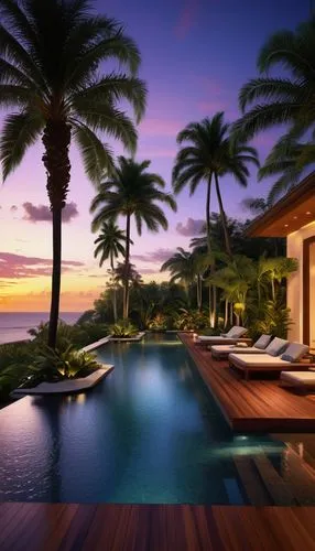 tropical house,amanresorts,oceanfront,mustique,beachfront,luxury property,palmilla,infinity swimming pool,holiday villa,tropical island,paradisus,luxury home,pool house,dream beach,paradis,oceanview,ocean view,paradises,hawaii,tropical beach,Illustration,American Style,American Style 08