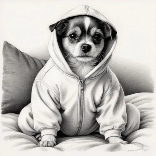 hoodie,dog illustration,jack russell,dog drawing,hoodwinking,cute puppy,Illustration,Black and White,Black and White 30