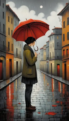 man with umbrella,italian painter,world digital painting,rainy day,walking in the rain,brolly,little girl with umbrella,umbrella,umbrellas,rain,raincoat,light rain,summer umbrella,raining,art painting,in the rain,rainy,rainy weather,after rain,overhead umbrella,Art,Artistic Painting,Artistic Painting 29