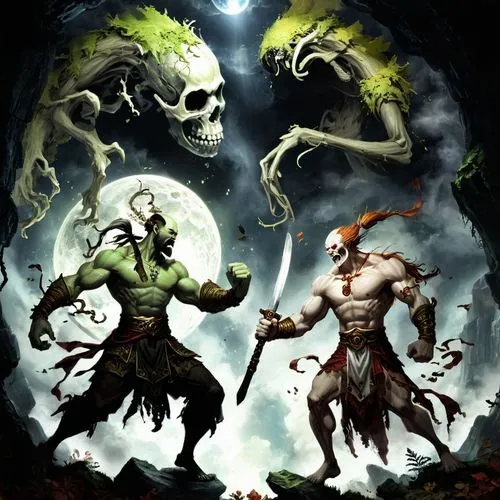 warrior and orc,fantasmas,orcs,goblins,necromancers,deadmarsh,Conceptual Art,Fantasy,Fantasy 26