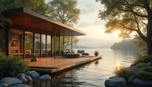 house by the water,house with lake,summer cottage,summer house,boathouse,houseboat,boat house,floating huts,cottage,pool house,the cabin in the mountains,lakeside,seclude,summerhouse,boat dock,small cabin,undock,beautiful home,boat shed,inverted cottage,Photography,General,Realistic