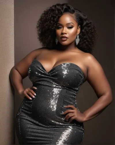 A sexy , curvy black female, beautiful body, side view
 floor length, mink fur, sparkling, blinging,  ultra 4k, high definition, high resolution,plus-size model,plus-size,plus-sized,ester williams-hol