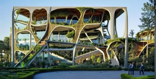 a very interesting building that looks like an office in the air,gaudi park,futuroscope,kaust,futuristic architecture,biospheres,csula,Photography,Artistic Photography,Artistic Photography 09