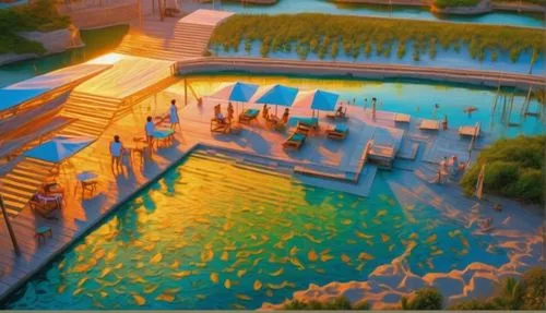 scale model,egyptian temple,thermal spring,thermal bath,thermae,underwater playground,swimming pool,artificial islands,palace of knossos,3d rendering,relief map,wastewater treatment,artificial island,sewage treatment plant,model railway,qasr azraq,aqua studio,outdoor pool,diorama,diamond lagoon,Conceptual Art,Fantasy,Fantasy 05