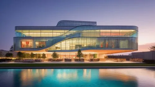 futuristic art museum,performing arts center,dupage opera theatre,modern architecture,glass facade,biotechnology research institute,futuristic architecture,contemporary,aqua studio,music conservatory,