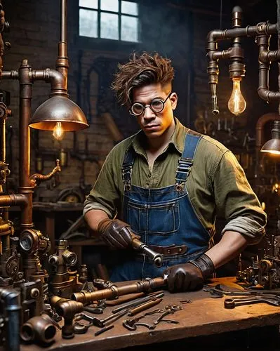 craftsman,blacksmith,metalsmith,metalworking,gunsmith,tinsmith,watchmaker,craftsmen,steelworker,gas welder,welder,woodworker,clockmaker,bicycle mechanic,a carpenter,blue-collar worker,mechanic,manufacture,wrenches,cutting tools,Art,Artistic Painting,Artistic Painting 51