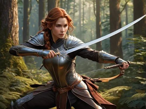 female warrior,swordswoman,bow and arrows,heroic fantasy,huntress,warrior woman,longbow,bows and arrows,joan of arc,elven,male elf,massively multiplayer online role-playing game,strong women,archer,strong woman,cg artwork,bow and arrow,quarterstaff,sterntaler,fantasy woman,Illustration,Retro,Retro 08