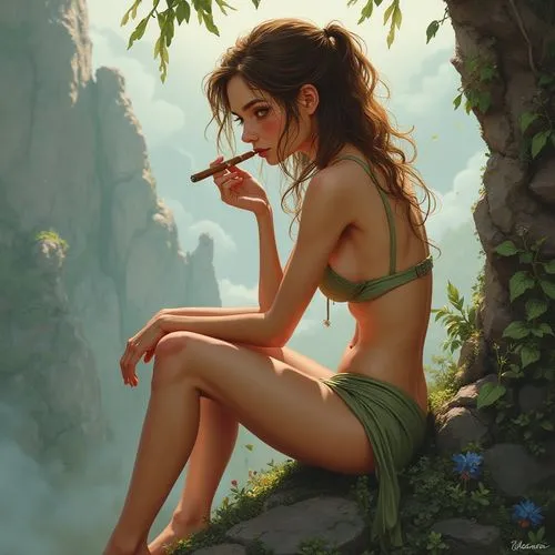 smoking girl,inara,lara,nissa,girl smoke cigarette,fantasy picture