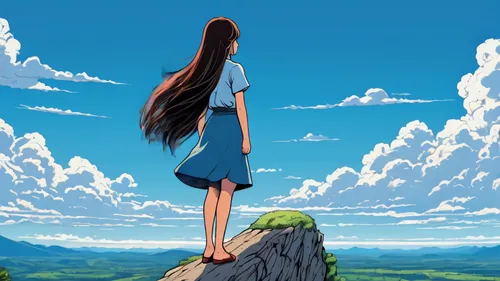 studio ghibli,tsumugi kotobuki k-on,akko,hiyayakko,azusa nakano k-on,earth rise,blue sky,background image,world end,wonder,would a background,sakura background,the horizon,love background,2d,background images,anime cartoon,chidori is the cherry blossoms,anime 3d,sky,Illustration,Paper based,Paper Based 01