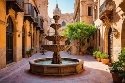 palma de mallorca,seville,mdina,alcazar of seville,alhambra,perpignan,palma,ciutadella,riad,palermo,cortile,sevilla,menton,courtyards,majorca,sicily,elche,mallorca,andalucia,rethymno,Art,Classical Oil Painting,Classical Oil Painting 17