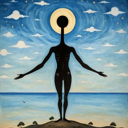 sun salutation,mind-body,equilibrist,woman silhouette,qi gong,half lotus tree pose,yoga silhouette,kundalini,silhouette of man,vipassana,bodhisattva,standing man,surya namaste,equilibrium,mother earth statue,mother earth,shamanism,praying woman,arms outstretched,shamanic,Art,Artistic Painting,Artistic Painting 47