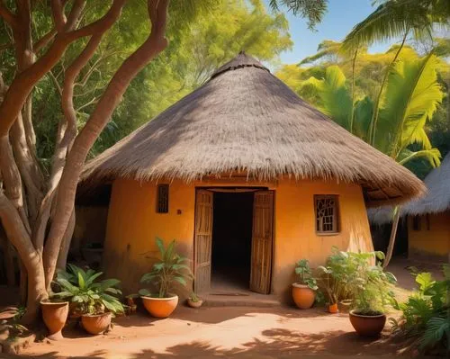 palapa,traditional house,casitas,cabanas,thatched roof,tropical house,cabana,tambu,thatched,huts,thatch roof,thatched cottage,old colonial house,casita,garifuna,thatch umbrellas,traditional building,palm garden,hacienda,bungalows,Art,Artistic Painting,Artistic Painting 41