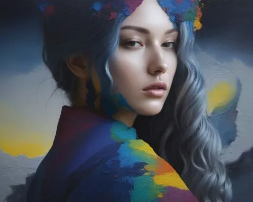 fantasy portrait,mystical portrait of a girl,digital painting,world digital painting,fantasy art,nihang,overpainting,karou,coloristic,krita,hoshihananomia,digital art,deviantart,art painting,bodypainting,unicorn art,elven flower,vidarte,fairie,artist color,Photography,Artistic Photography,Artistic Photography 11