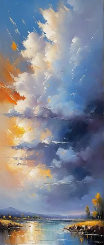 coastal landscape,sea landscape,seascape,beach landscape,stratocumulus,landscape with sea,oil painting,oil painting on canvas,painting technique,oil on canvas,cumulus,sky,coast sunset,mediterranean sea,sky clouds,evening lake,horizon,landscape background,river landscape,panoramic landscape,Conceptual Art,Oil color,Oil Color 03