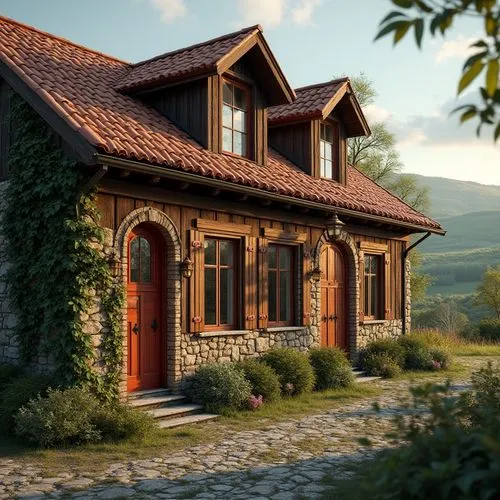 country cottage,wooden house,render,country house,house in the mountains,3d rendering,summer cottage,house in mountains,cottage,country estate,traditional house,beautiful home,home landscape,little house,chalet,3d render,private house,small house,dreamhouse,3d rendered,Photography,General,Realistic