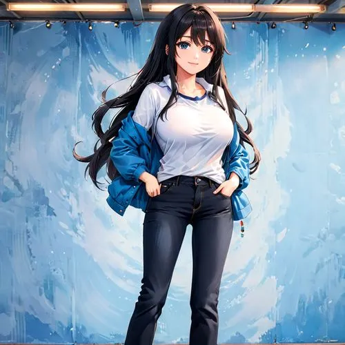 jeans background,mei,mmd,atago,kotobukiya,kiyoko,Anime,Anime,Realistic