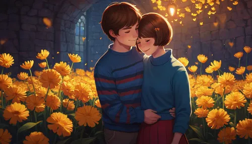 dandelions,everlasting flowers,dandelion hall,blanket of flowers,falling flowers,dandelion meadow,floral greeting,romantic portrait,field of flowers,romantic scene,dandelion field,blue daisies,flower garden,fairytale,hyacinths,fairy tale,sea of flowers,clover meadow,flower background,holding flowers,Illustration,Realistic Fantasy,Realistic Fantasy 11