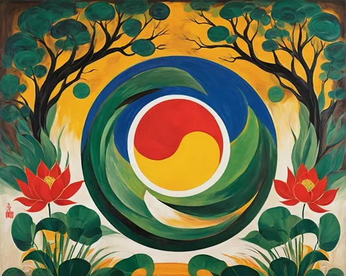 dharma wheel,pachamama,mantra om,earth chakra,solar plexus chakra,ashoka chakra,mother earth,khokhloma painting,indigenous painting,heart chakra,sacred lotus,anahata,shirakami-sanchi,root chakra,spring equinox,shakyamuni,lotus position,ayurveda,tibetan,mandala,Conceptual Art,Oil color,Oil Color 24