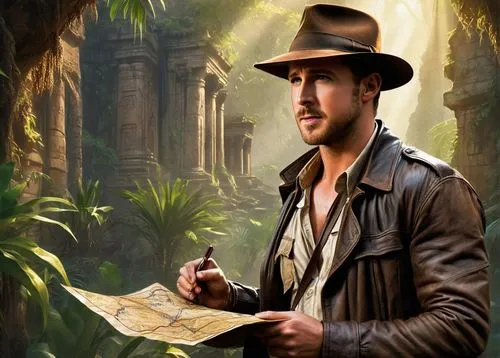 indiana jones,treasure map,treasure hunt,cuba background,game illustration,park ranger,palaeontology,investigator,leather hat,digital compositing,background image,brown hat,archeology,private investigator,jurassic,zookeeper,background images,paleontology,explorer,portrait background,Unique,Design,Infographics