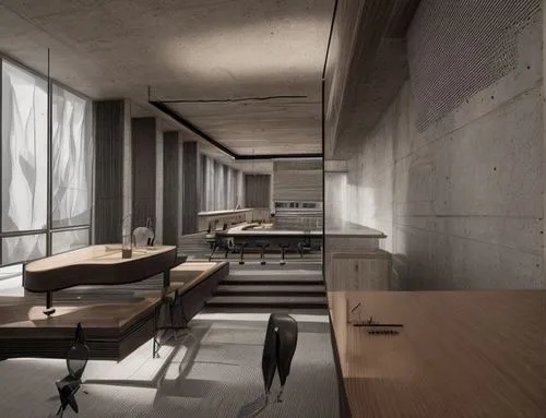 examination room,archidaily,dormitory,concrete ceiling,treatment room,3d rendering,school design,exposed concrete,an apartment,conference room,rest room,the morgue,study room,lecture room,modern office,consulting room,kitchen interior,render,core renovation,modern kitchen interior,Commercial Space,Working Space,Industrial Chic