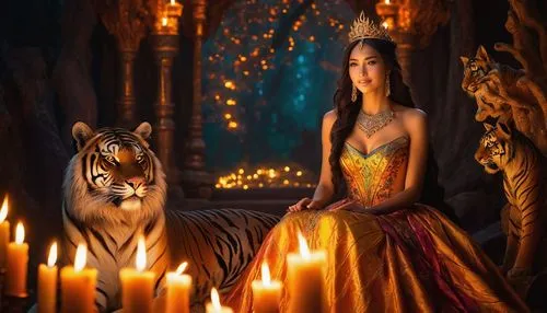 fantasy picture,inara,zira,megara,pocahontas,esmeralda,maharani,fantasy art,draupadi,tigerlily,rajah,kshetra,pangeran,kahlan,fireheart,fantasy portrait,zarina,mulan,aladha,tiger lily,Illustration,Abstract Fantasy,Abstract Fantasy 19