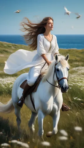 white horses,a white horse,white horse,biblical narrative characters,fantasy picture,little girl in wind,heroic fantasy,horseback,joan of arc,endurance riding,horse running,horse free,horse herder,digital compositing,galloping,world digital painting,fantasy art,wind warrior,greek mythology,horse riding