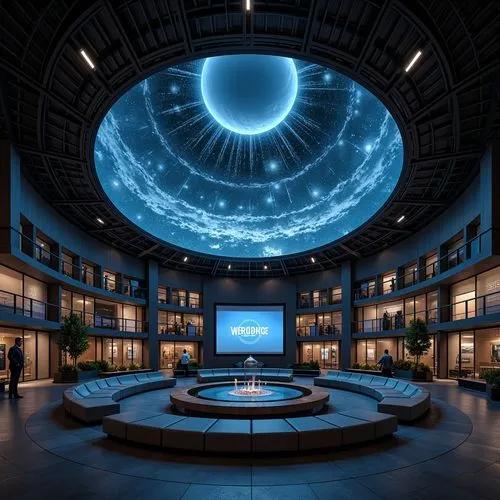 planetarium,sky space concept,orrery,ringworld,blue spheres,cosmosphere,atrium,technosphere,perisphere,primosphere,lotusphere,starbase,stsci,ufo interior,holodeck,cyberview,cern,exosphere,atriums,planetariums