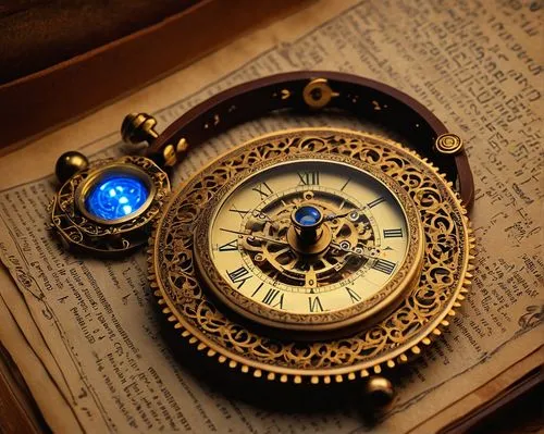 Ancient, mysterious, ornate psalm generator, intricately carved wooden body, golden filigree, gemstone buttons, soft glowing blue LED lights, delicate mechanical parts, vintage clockwork mechanism, wo