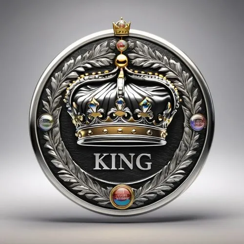 a round, silver badge with the words "Waesly is Our King" and a crown,kingship,king crown,kingsoft,kingstream,kingside,kingsale,kinglist,royal crown,kr badge,swedish crown,kingii,kingstone,kingma,king