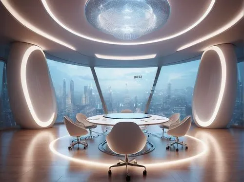 ufo interior,sky space concept,spaceship interior,futuristic art museum,conference room,futuristic architecture,meeting room,boardroom,blur office background,modern office,board room,conference table,futuristic landscape,spaceship space,spaceport,futuristic,creative office,boardrooms,spaceship,3d rendering,Illustration,Realistic Fantasy,Realistic Fantasy 02