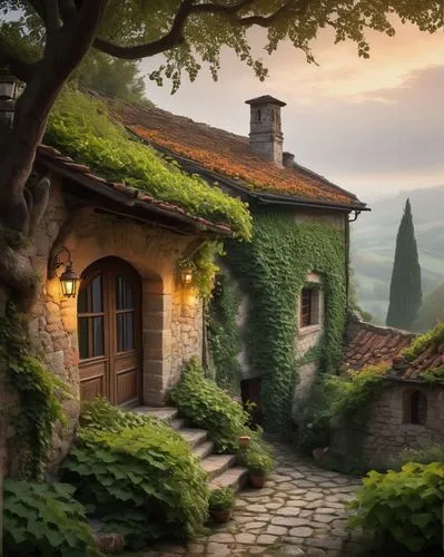 tuscany,toscane,tuscan,hobbiton,toscana,house in mountains,home landscape,house in the mountains,provence,beautiful home,umbrian,italy,lombardy,roof landscape,umbria,stone houses,shire,dreamhouse,provencal,country cottage,Illustration,Black and White,Black and White 14