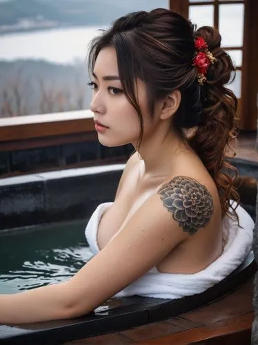 onsen,hotspring,bathtub,japanese woman,jacuzzis,tub,Photography,General,Fantasy