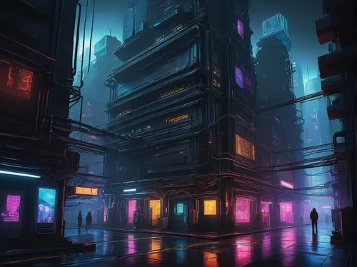 cyberpunk,bladerunner,cybercity,cybertown,cyberworld,cyberport,metropolis,cyberia,synth,neuromancer,futuristic landscape,cyberscene,cityscape,scifi,colorful city,microdistrict,dystopian,alleyway,environments,shadowrun,Art,Artistic Painting,Artistic Painting 34