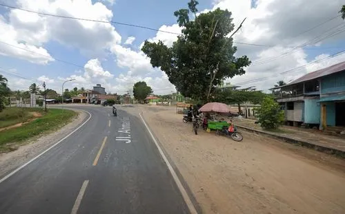 A typical long-distanced roadway in Borneo (Located in W. Kotawaringin, C. Kalimantan, Indonesia), surrounded by Brazilian and Canadian style town life.,road through village,maungtaw,maungdaw,maesot,b