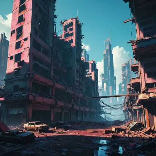 destroyed city,wasteland,post-apocalyptic landscape,dystopian,gunkanjima,industrial ruin,industrial landscape,dystopia,post apocalyptic,futuristic landscape,ruin,metropolis,post-apocalypse,refinery,ruins,scifi,citadel,cityscape,slum,industrial area,Conceptual Art,Sci-Fi,Sci-Fi 11